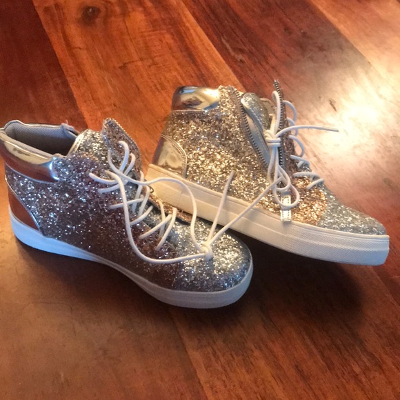 kidpik Shoes New Sparkling High Top Zipper Sneakers Poshmark